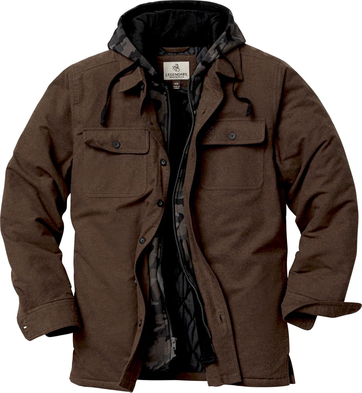 Legendary Whitetails Mens Flannel Shirt Jacket Hooded Insulated Shacket