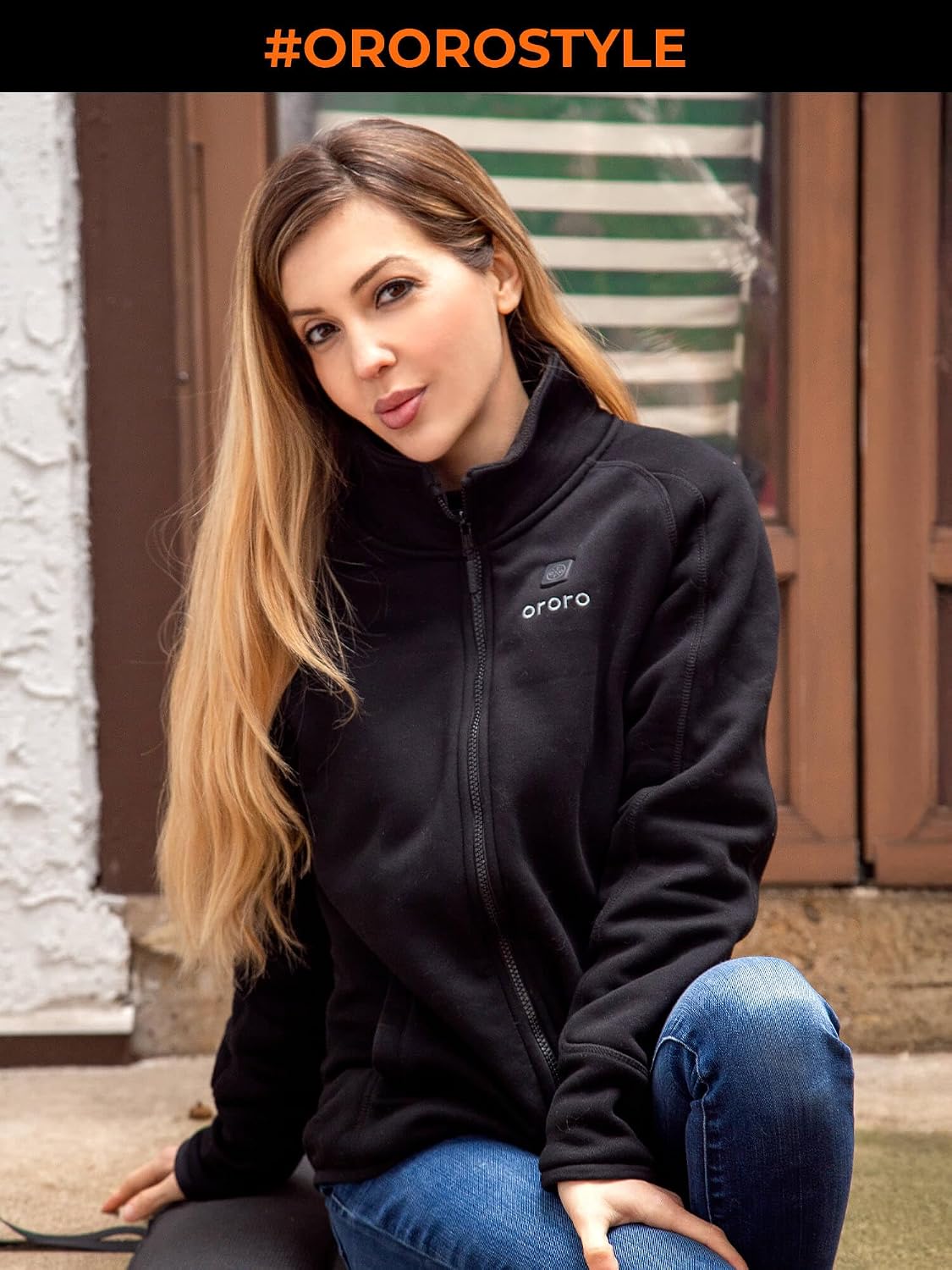 ORORO Women’s Heated Fleece Jacket, Lightweight 4-Zone Heating Layer