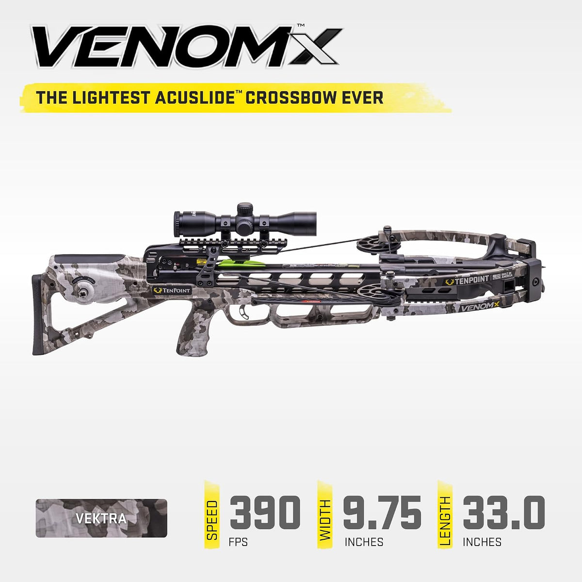 TenPoint Venom X - Lightest ACUslide Bow Ever with Lighted Pro-View 400 Optic