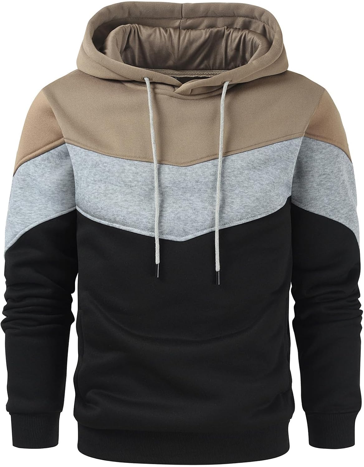 Gesean Men's Novelty Color Block Pullover Fleece Hoodie Casual Sweatshirt