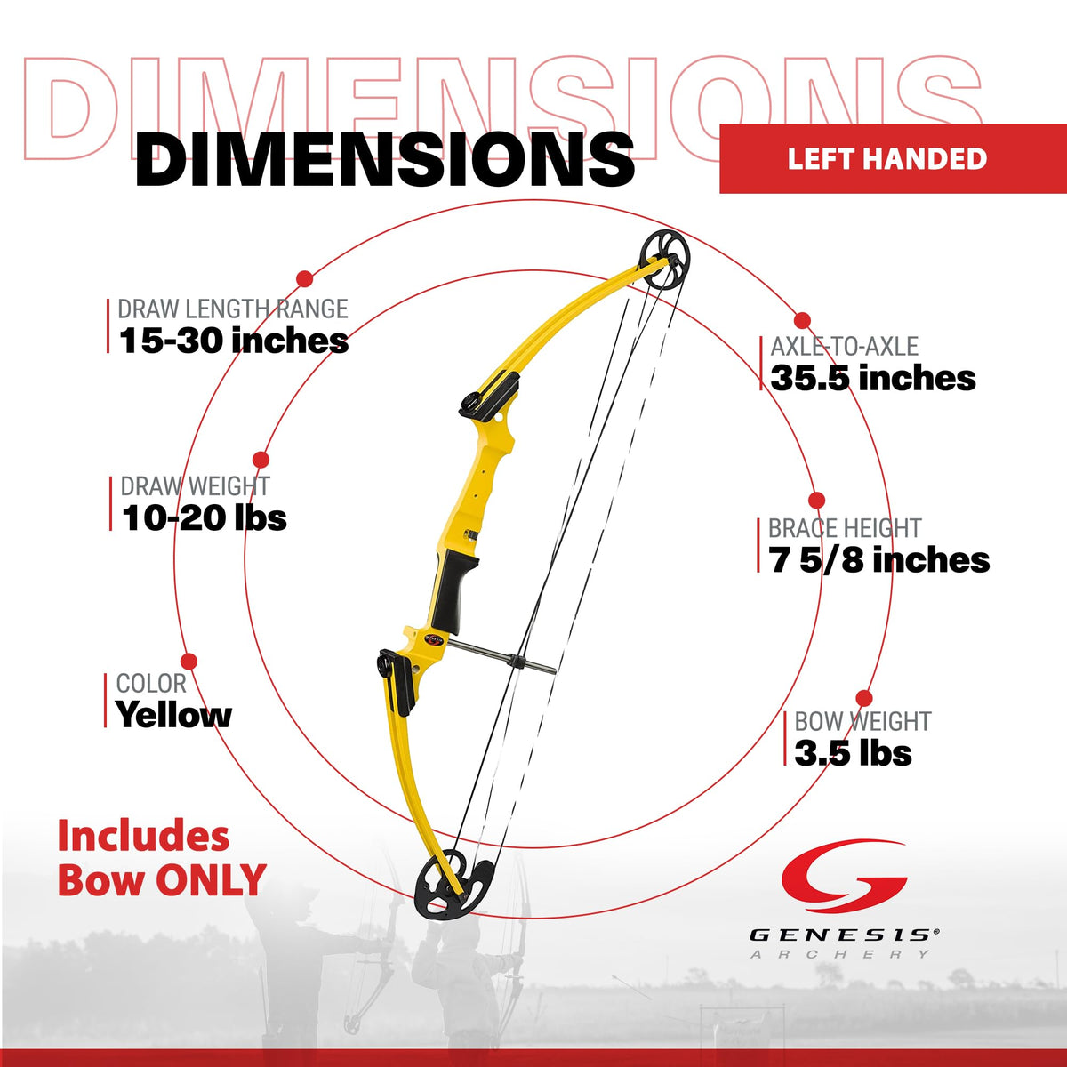 Genesis Archery Original Lightweight Compound Bow with Adjustable Aluminum Riser, 15"-30" Draw Length, 10-20 lb Draw Weight, for Kids and Adults, All Skill Levels