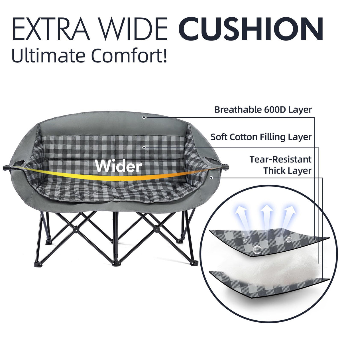 Heated Oversized Camping Chair - Heavy Duty Padded Comfy Warm Outdoor Chair