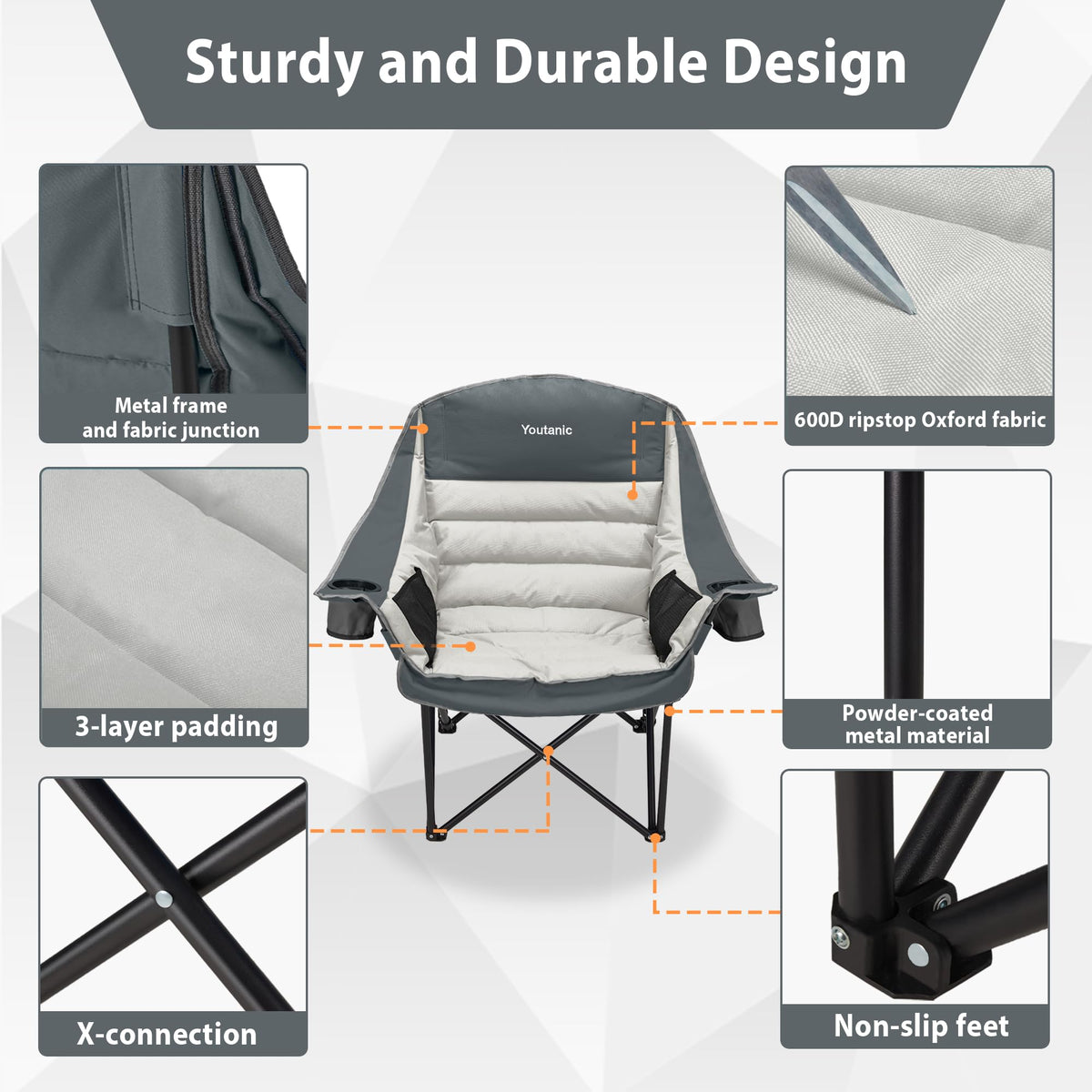 Youtanic Oversized Camping Chair, Portable Folding Camping Chairs