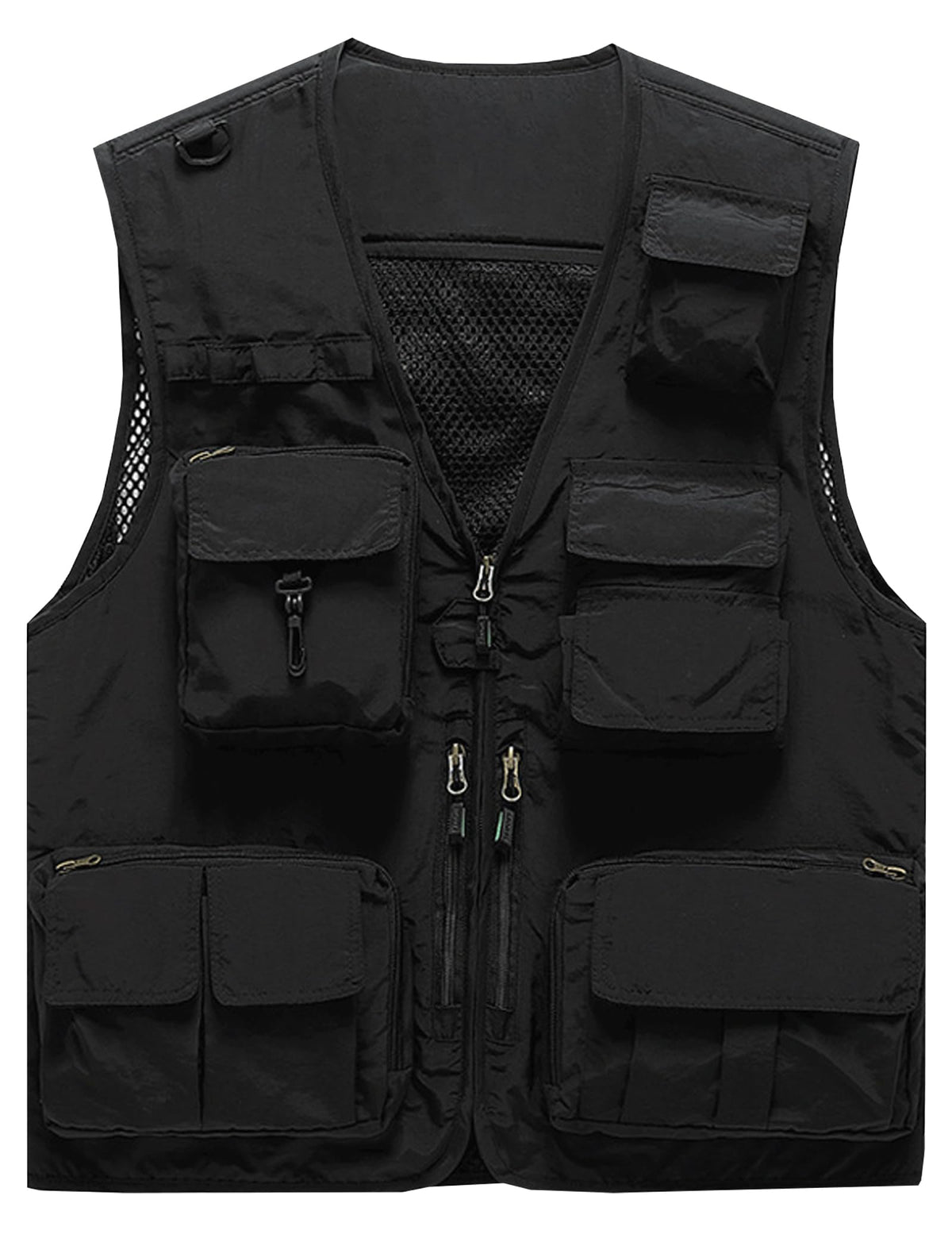Flygo Men's Casual Lightweight Outdoor Fishing Work Safari Travel Photo Cargo Vest Jacket Multi Pockets