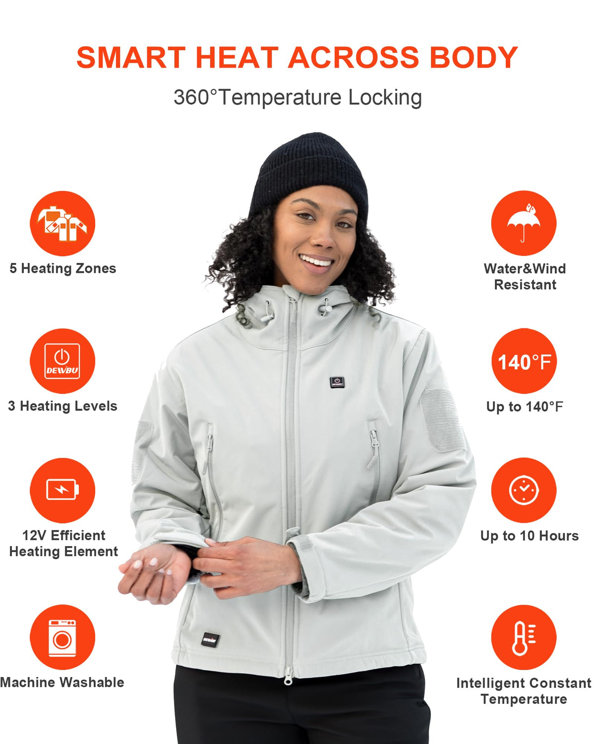 DEWBU Heated Jacket for Women with 12V Battery Pack Winter