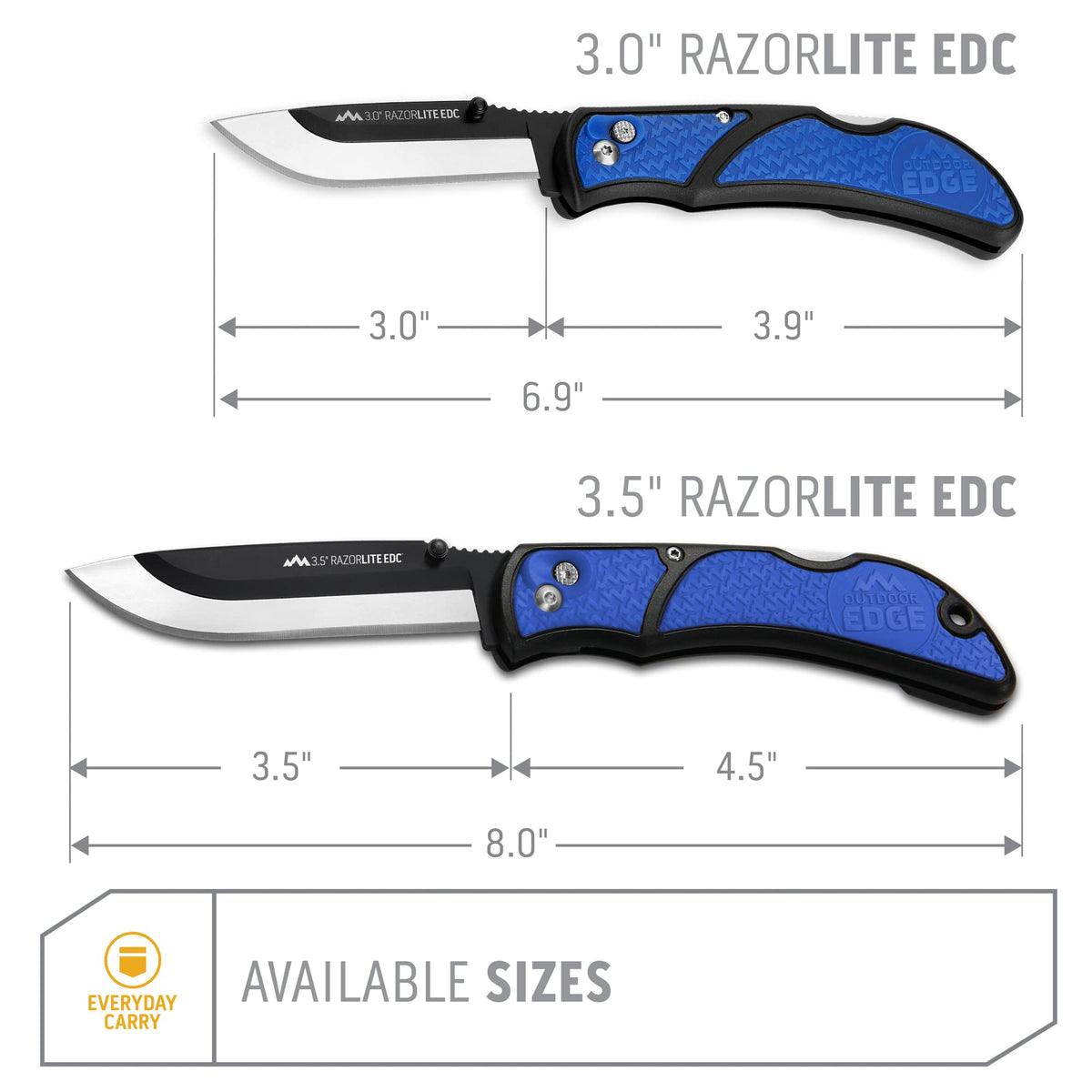 OUTDOOR EDGE 3.5" RazorLite EDC Pocket Knife (Obsidian Black), with Replaceable Blades and Clip, Perfect Carry Knive for Camping, Hunting and Survival, Includes 12 Black Steel Drop Point Blades