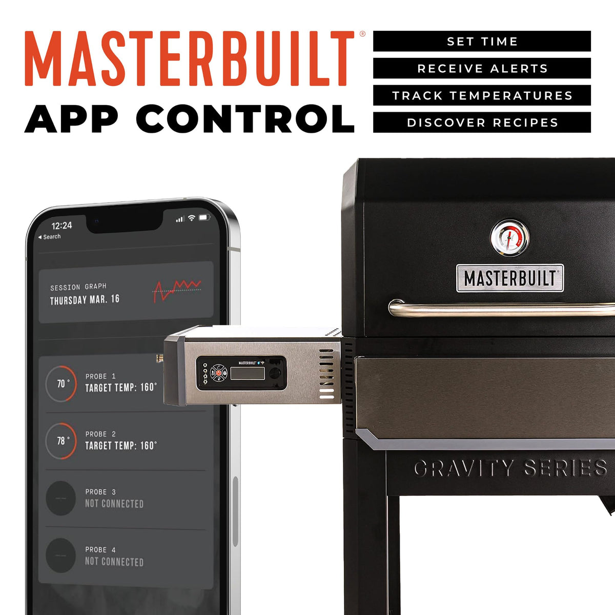 Masterbuilt Gravity Series 1150 Digital Charcoal Grill and Smoker, 1,150 Sq. In. Cooking Area, WiFi App Control, GravityFed Hopper, DigitalFan Temperature Control, 225°F to 700°F Cooking Range