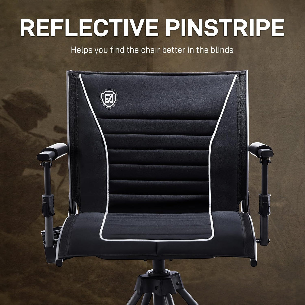 EVER ADVANCED 360° Silent Swivel Hunting Chair for Blinds, Adjustable Folding Hunting Seats with Armrests for Outdoor Activities, Fishing, Support 400lbs, Black