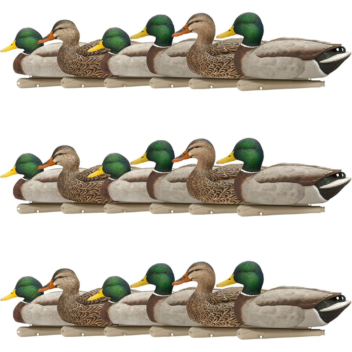 Avian-X Top Flight Open Water Mallard Duck Decoys, Ultra Realistic Floating Hunting Decoys with Weight Forward Swim Keel, Multicolor, 18 Pack