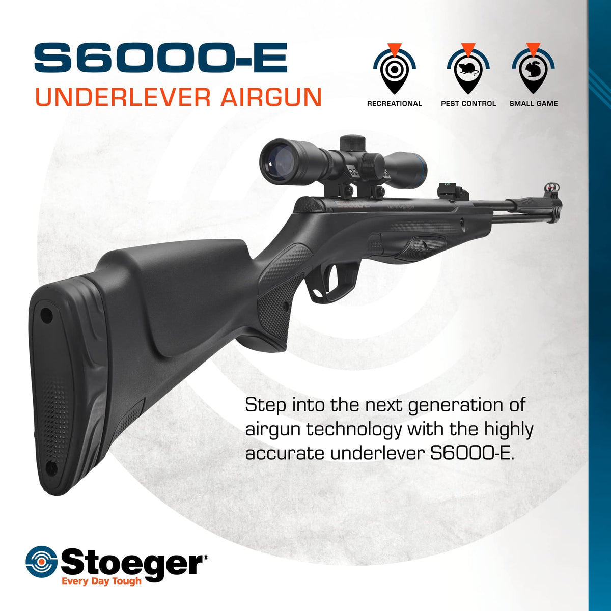 Stoeger S6000-E .22 Caliber Underlever Pellet Air Rifle, 1000 FPS