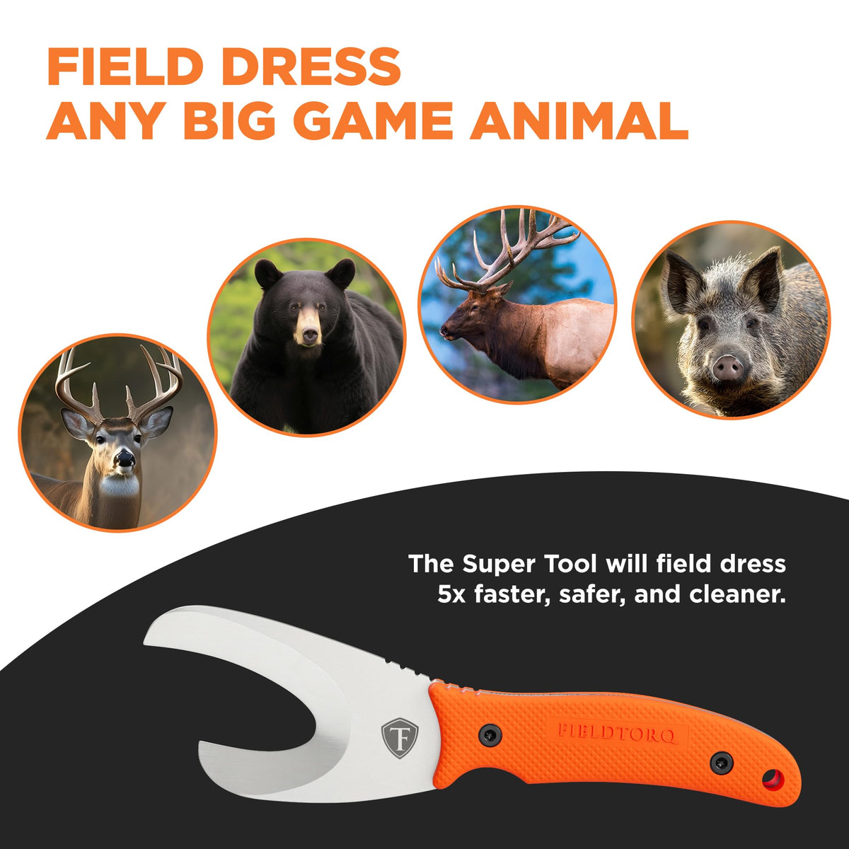 Field Dressing Kit | 3-in-1 Super Tool with Sheath & Sharpener | Gut Hook | Deer Hunting Knife Set | Pakkawood | Men's Hunting Gift Accessory