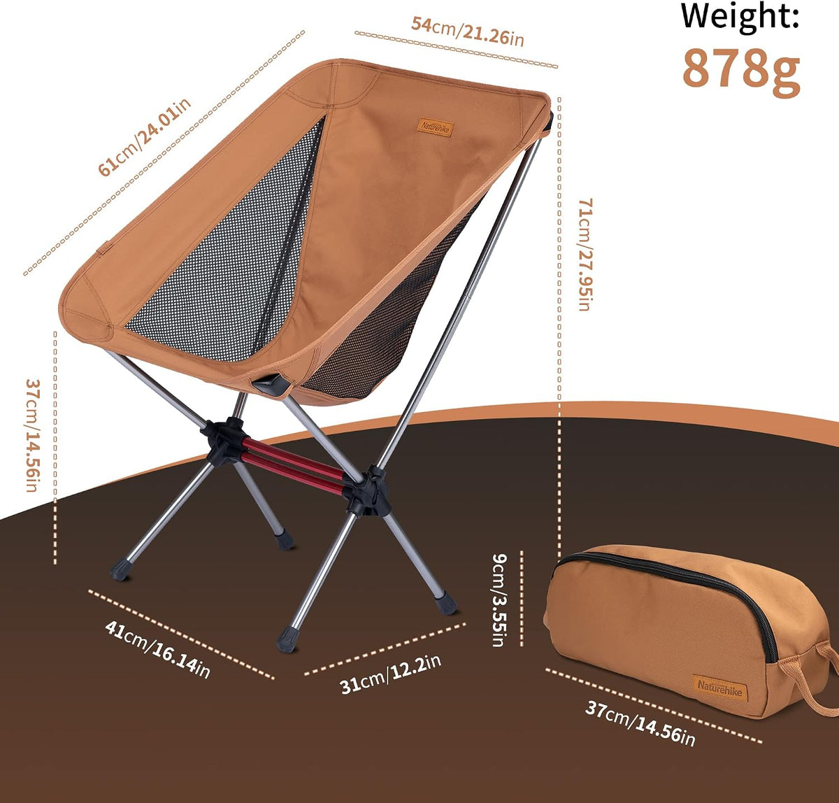 Naturehike YL08 Ultralight Camping Chair — Only 2.12 LBS, Anti-Sinking Feet