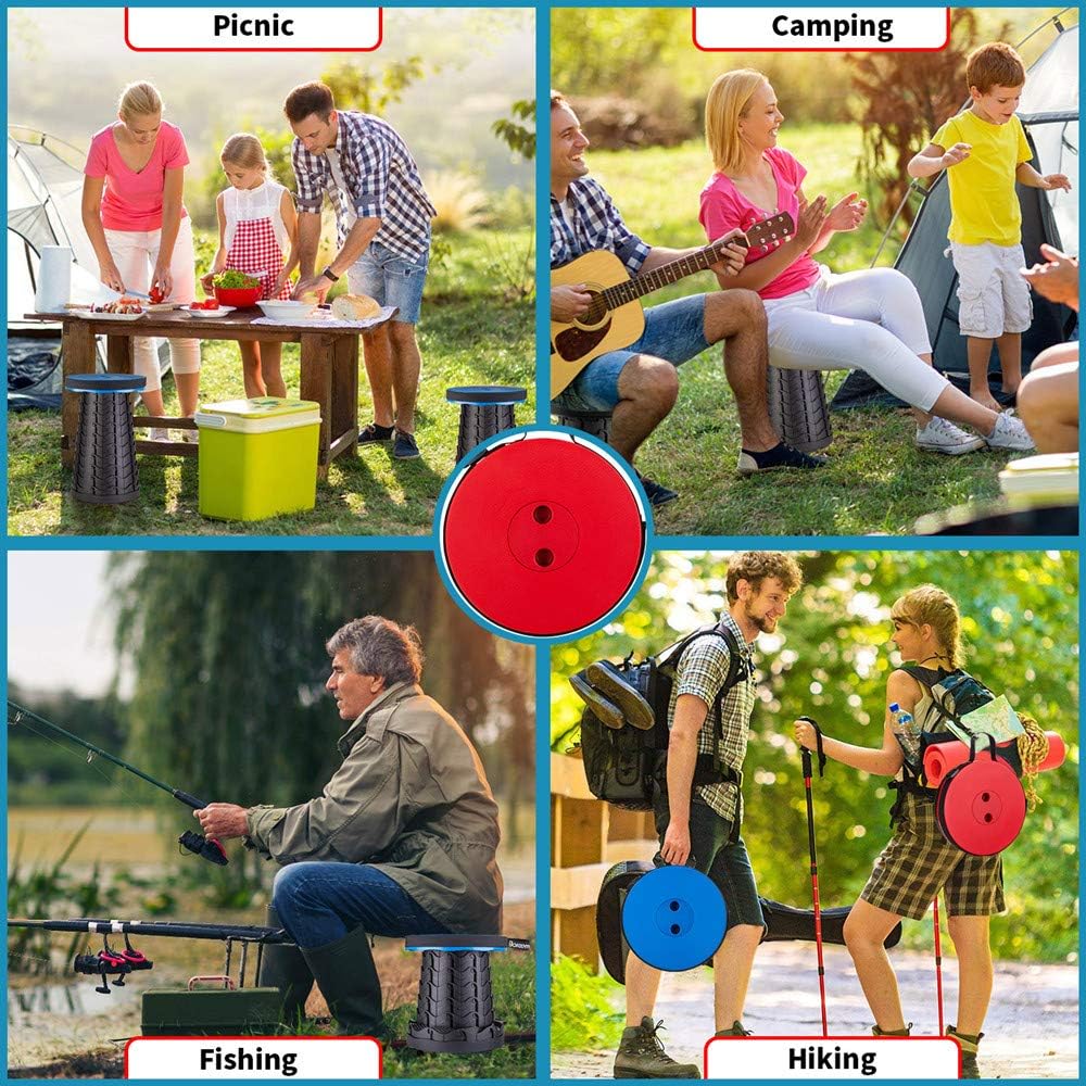 Boreeman Upgraded Folding Stool Lightweight Yet More Sturdy with Load Capacity 400lbs Portable Collapsible Stool for Camping Fishing Hiking BBQ (Blue)