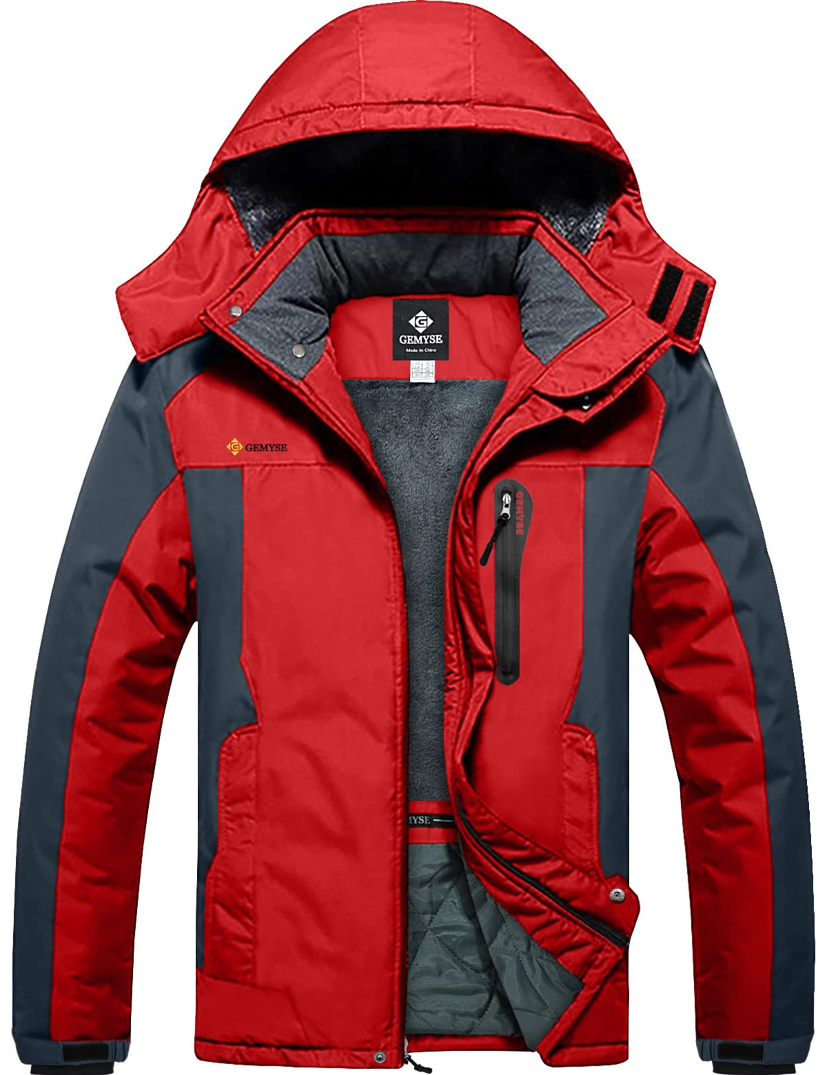 GEMYSE Men's Winter Ski Jacket Waterproof Snow Coat with Detachable Hood