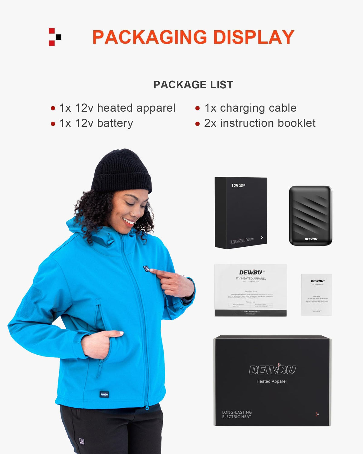 DEWBU Heated Jacket for Women with 12V Battery Pack Winter