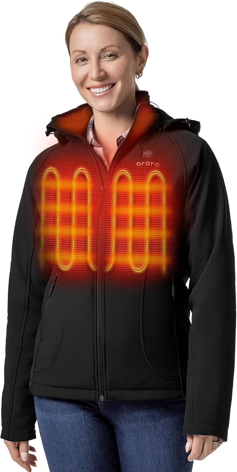 ORORO Women's Classic Heated Jacket, Shell Jacket with Battery