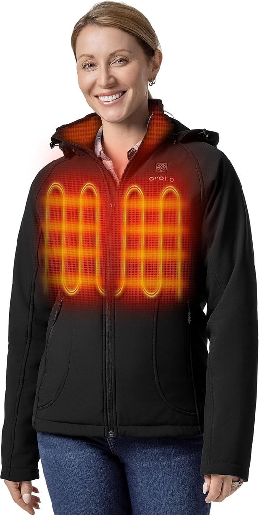 ORORO Women's Classic Heated Jacket, Shell Jacket with Battery
