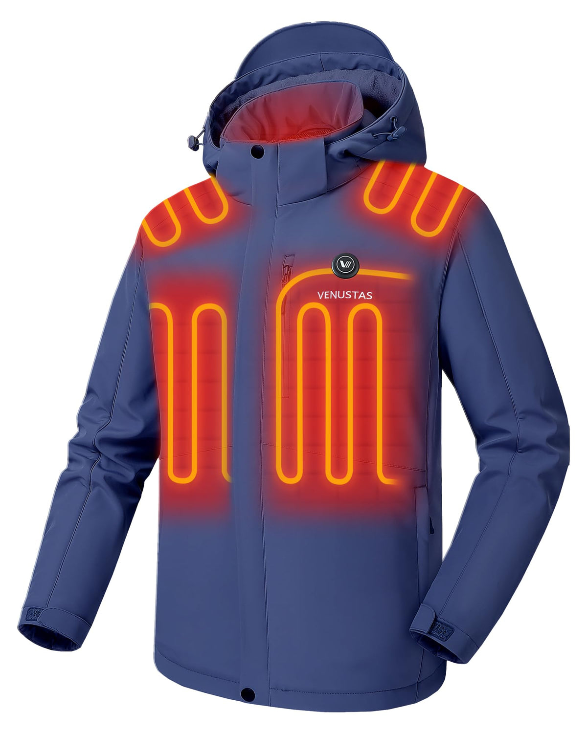 Venustas Men's Waterproof Heated Jacket with Battery & Detachable Hood
