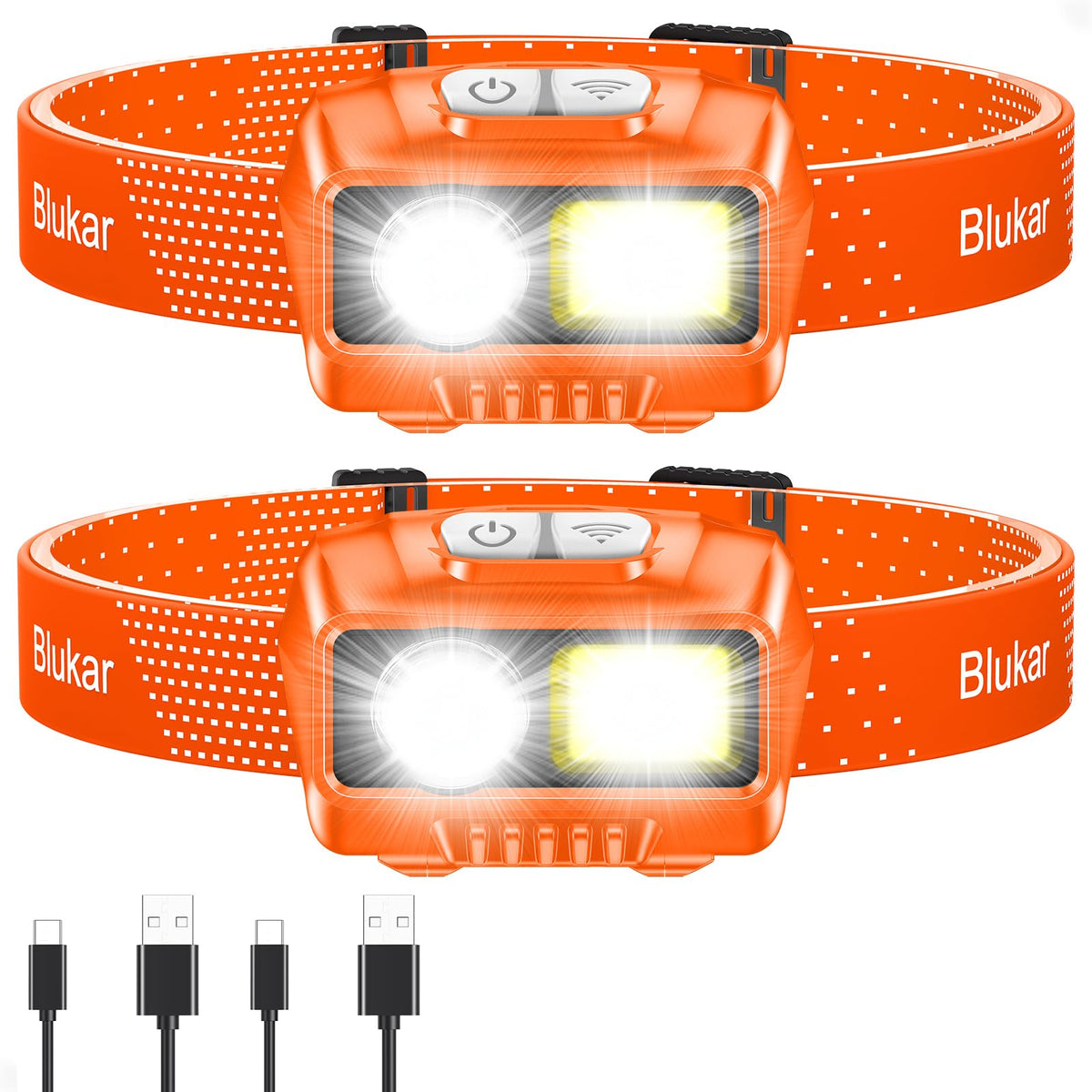 Blukar LED Headlamp Rechargeable, 2000L Super Bright Headlight Flashlight