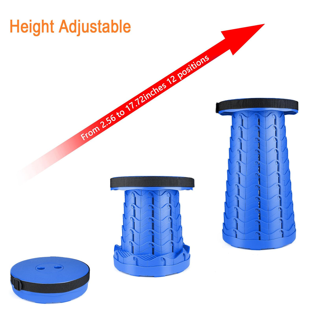 Boreeman Upgraded Folding Stool Lightweight Yet More Sturdy with Load Capacity 400lbs Portable Collapsible Stool for Camping Fishing Hiking BBQ (Blue)