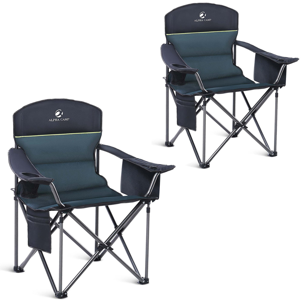 ALPHA CAMP Oversized Fully Padded Camping Chairs with Lumbar Support