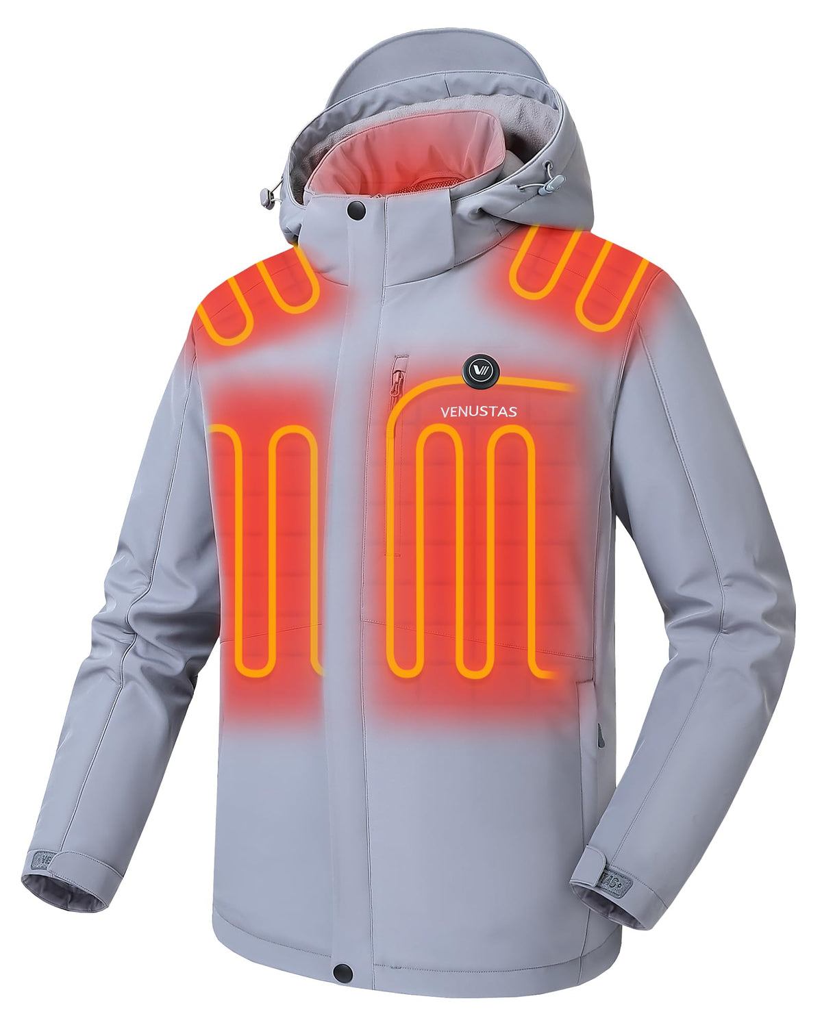 Venustas Men's Waterproof Heated Jacket with Battery & Detachable Hood