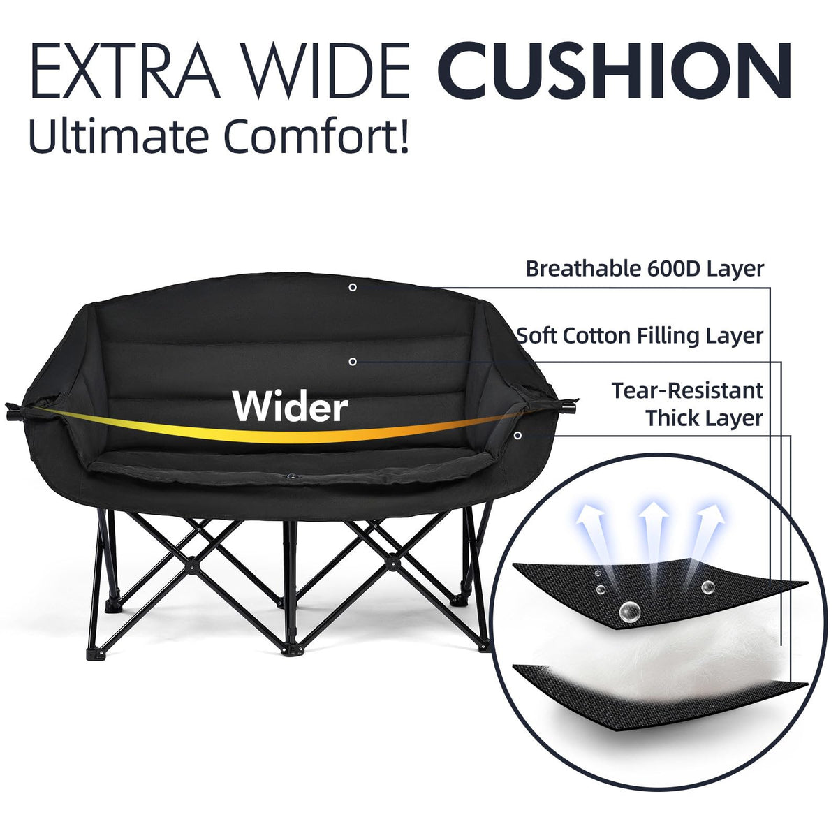 Heated Oversized Camping Chair - Heavy Duty Padded Comfy Warm Outdoor Chair
