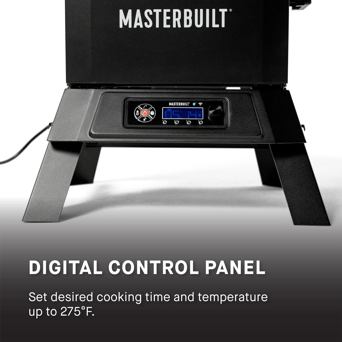 Masterbuilt® 30-inch Digital Electric Vertical BBQ Smoker with Side Wood Chip Loader, Chrome Racks and 710 Cooking Square Inches in Black, Model MB20071117