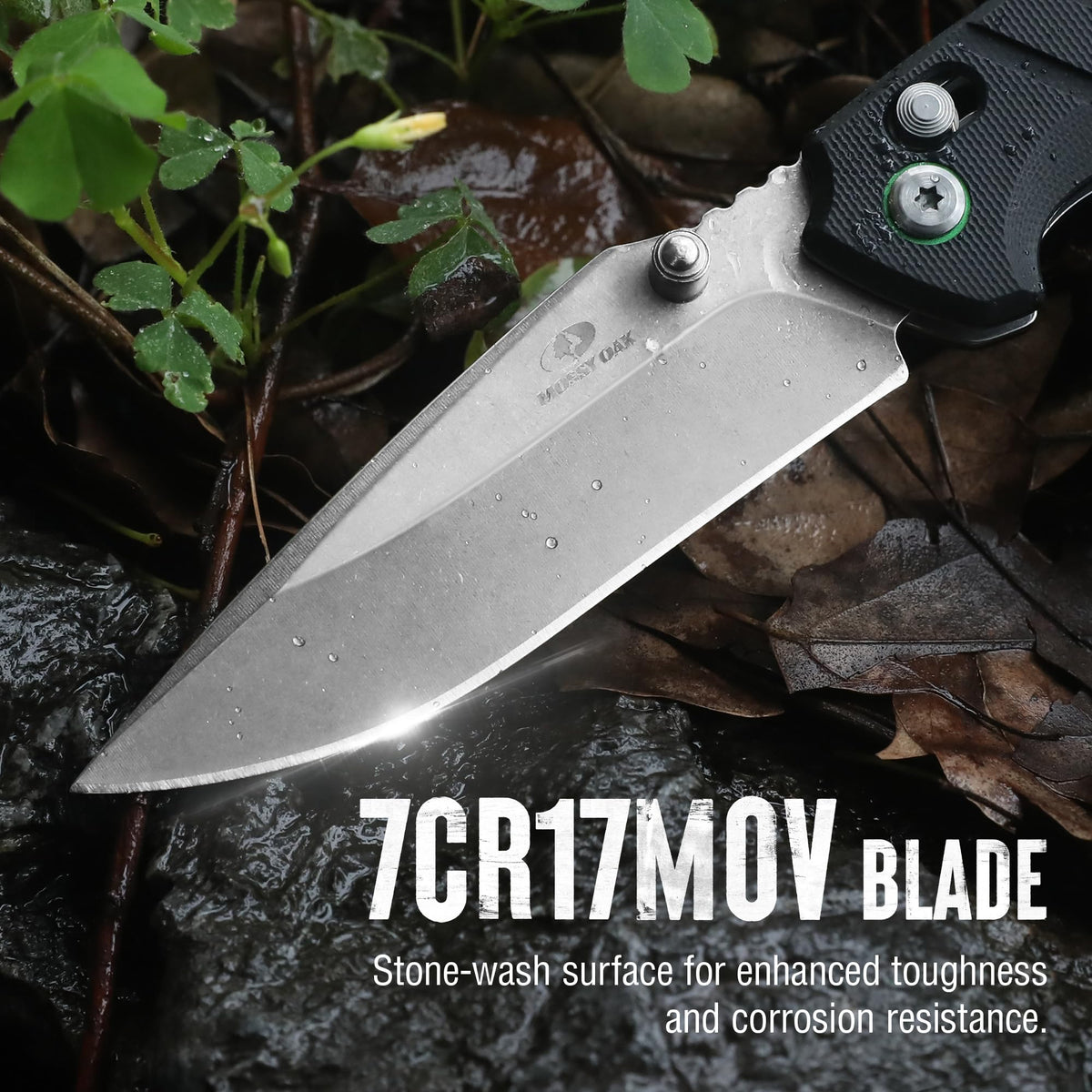 Mossy Oak Folding Pocket Knife, 4" Stonewash Stainless Steel Blade