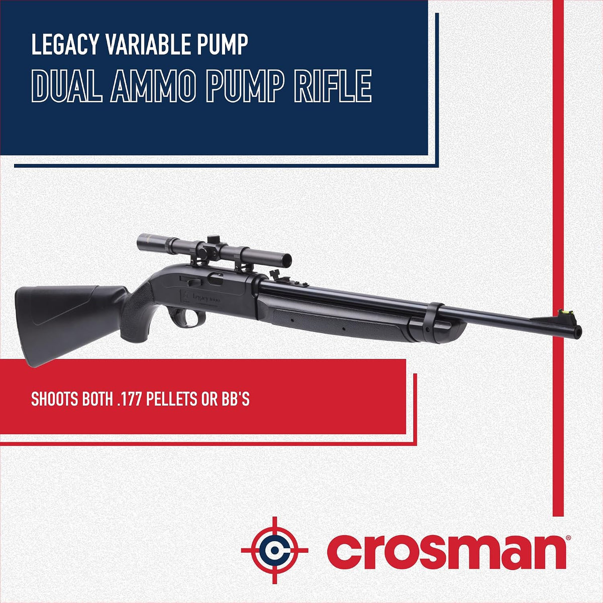Crosman CLGY1000KT Legacy Variable Pump .177-Caliber Pellet/BB Air Rifle with Scope