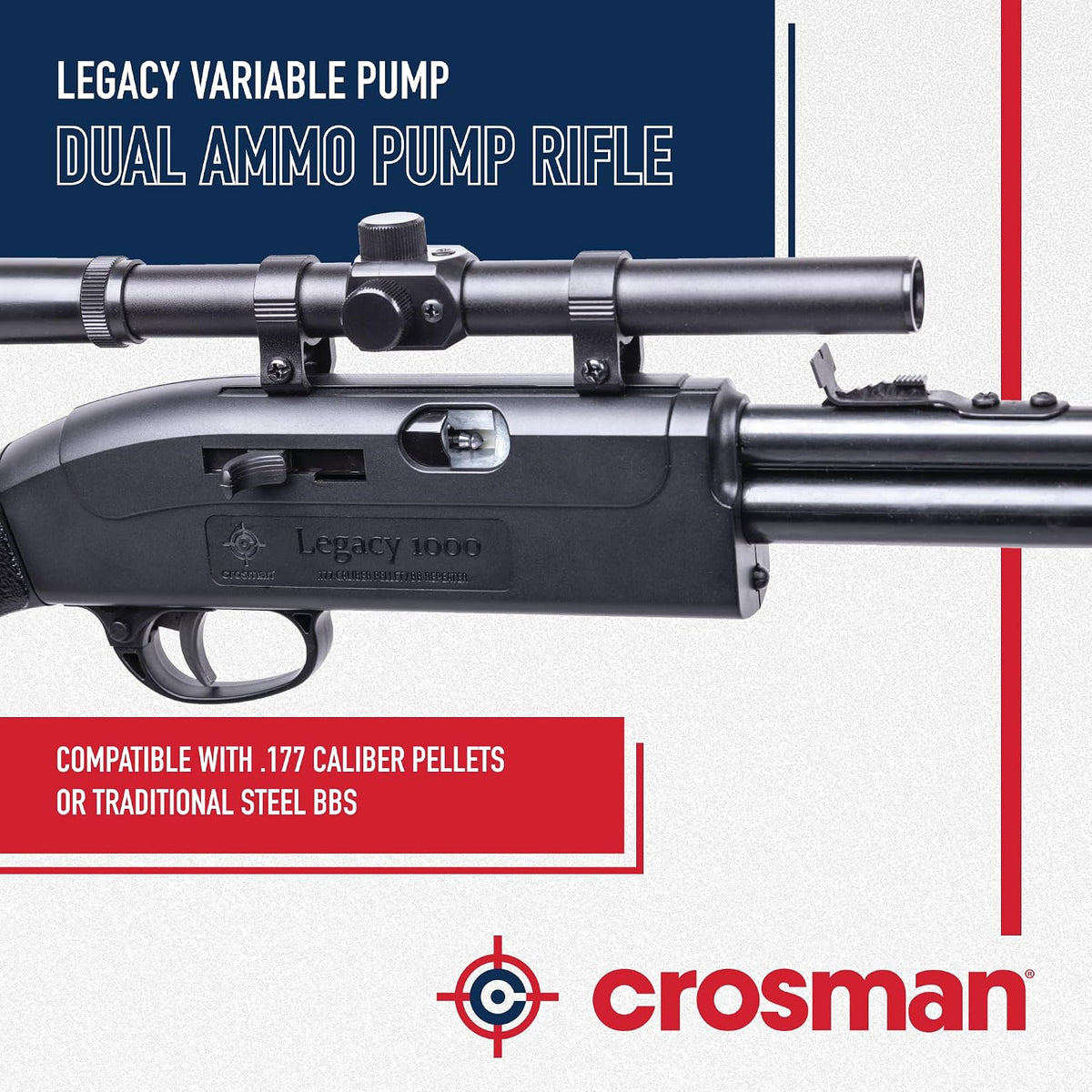 Crosman CLGY1000KT Legacy Variable Pump .177-Caliber Pellet/BB Air Rifle with Scope