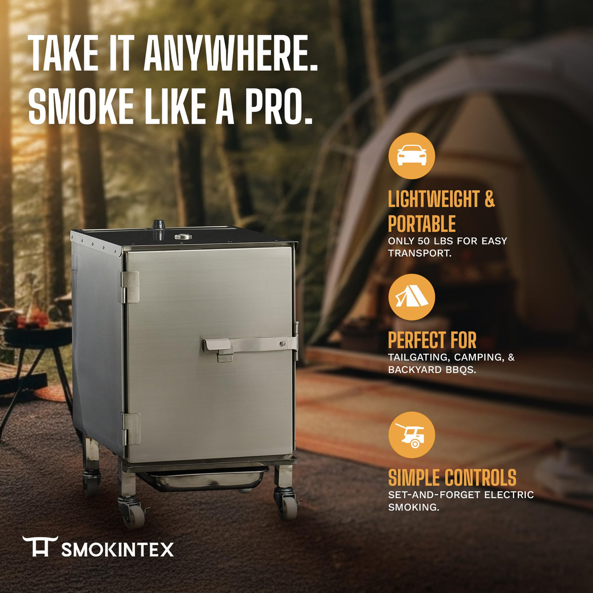 SmokinTex 'The OG' Electric Smoker - Spacious & Insulated Stainless Steel Meat Smoker with 700W Heating, & Temperature Control for BBQ, Jerky, Vegetables