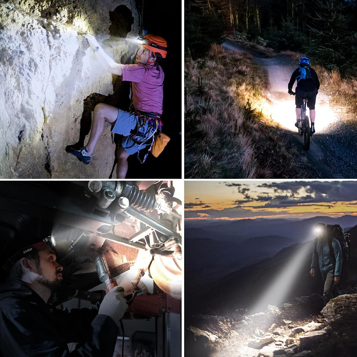 Blukar LED Headlamp Rechargeable, 2000L Super Bright Headlight Flashlight