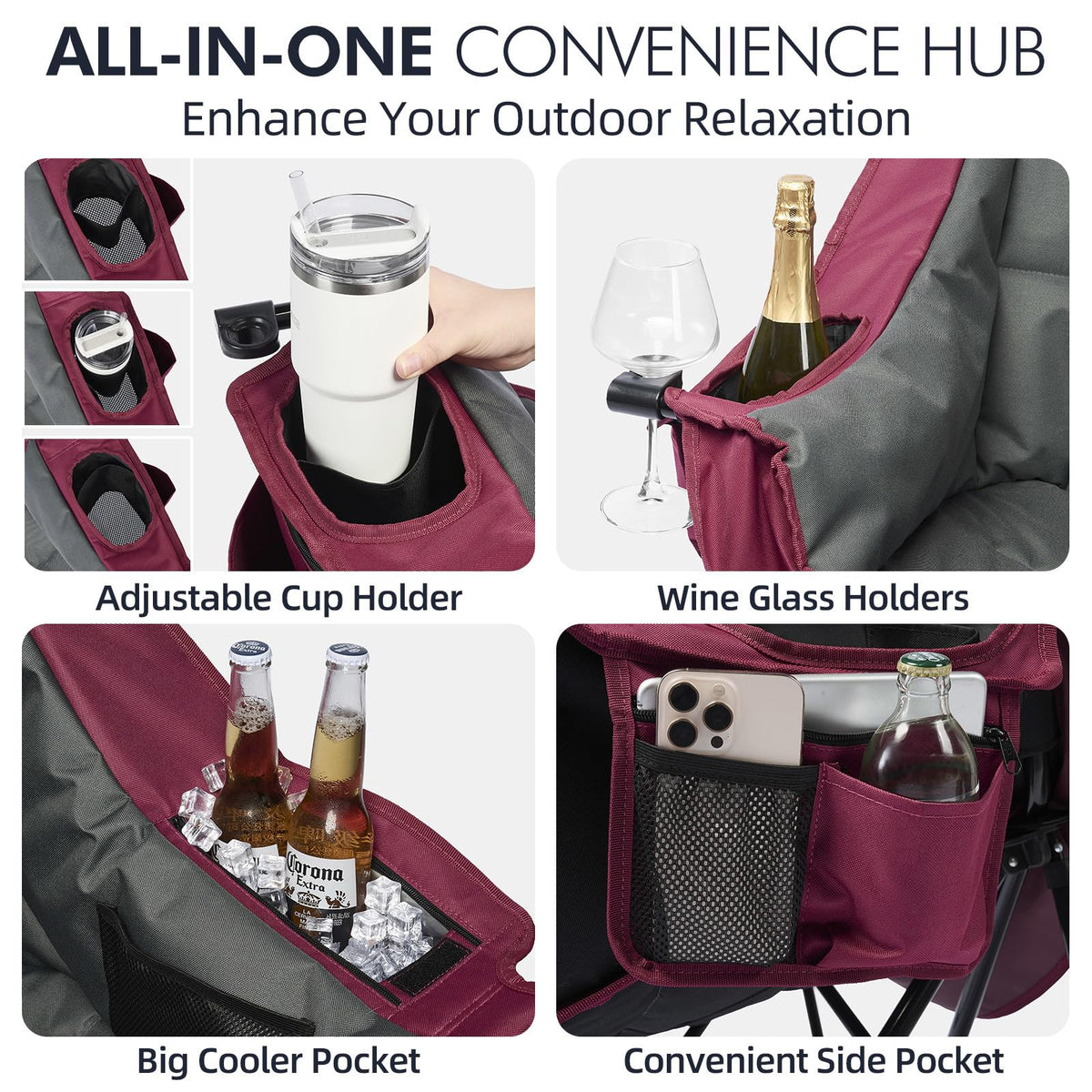 Heated Oversized Camping Chair - Heavy Duty Padded Comfy Warm Outdoor Chair