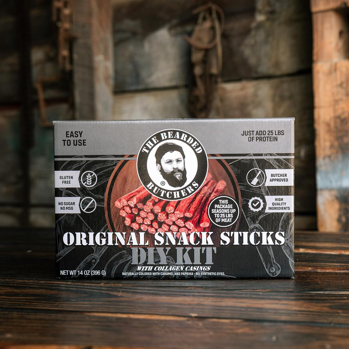 Bearded Butchers Original Snack Stick Seasoning Kit with Casings & Cure