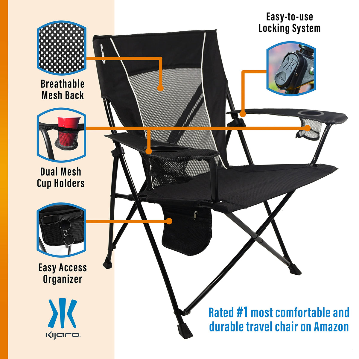 Kijaro Dual Lock Chair Color: Victoria Desert Orange