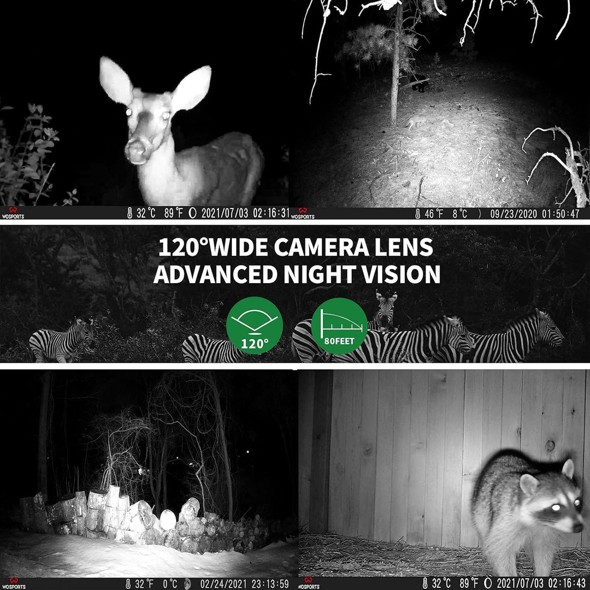WOSPORTS Trail Camera(Non-Cellular Non-WiFi) 64MP 4K 0.2S Trigger Motion Activated,Game Camera with No-Glow Night Vision 2.0''LCD 120°Wide for Outdoor Scouting Wildlife Monitoring Home Security