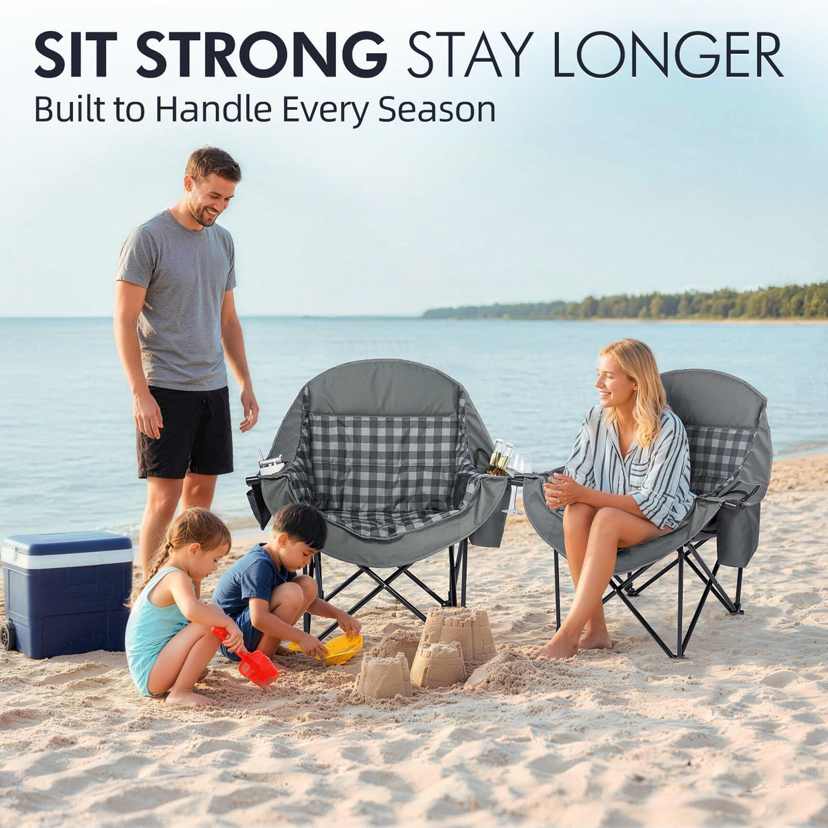 Heated Oversized Camping Chair - Heavy Duty Padded Comfy Warm Outdoor Chair