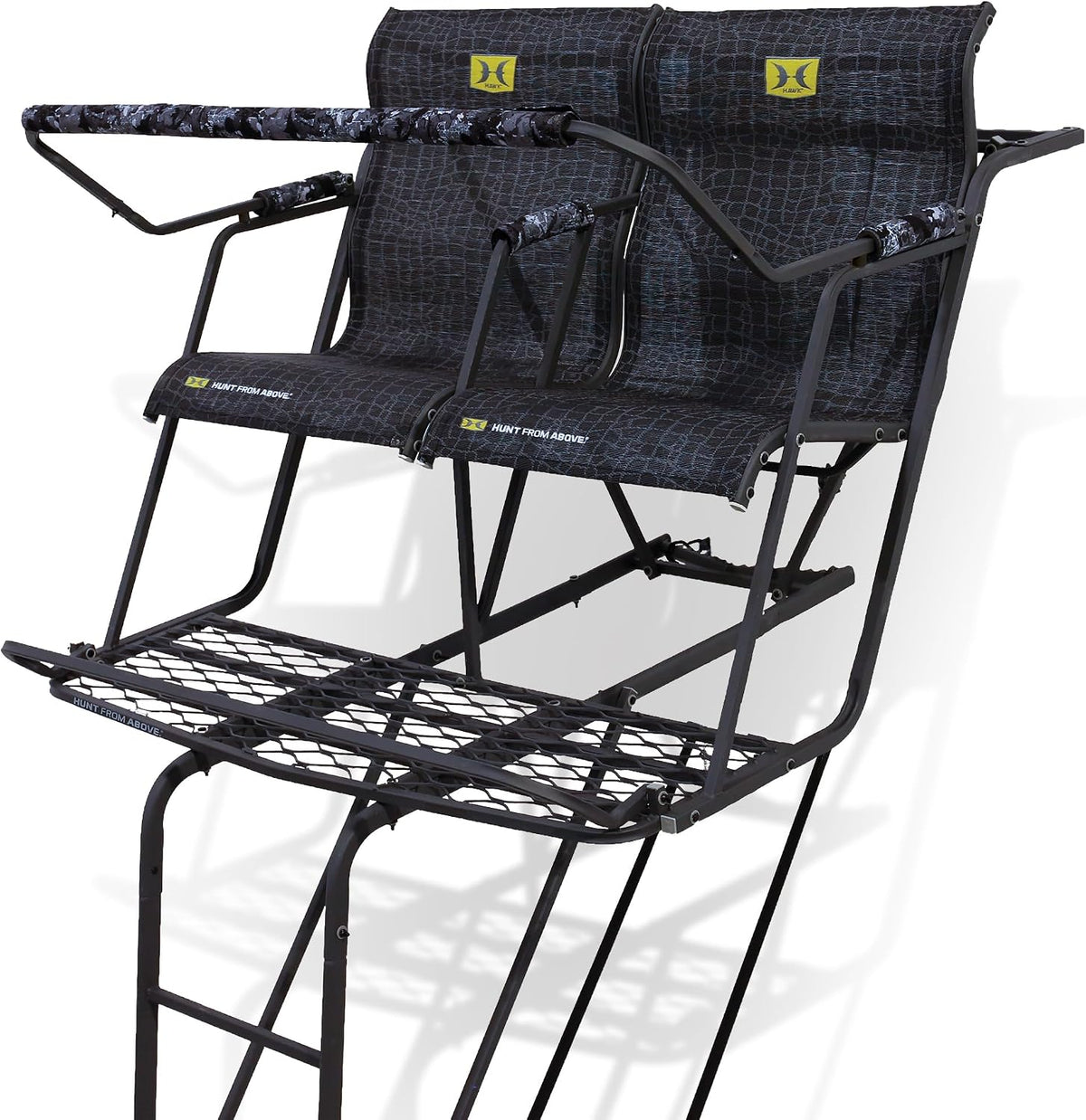 Hawk Hunting Big Denali Ladderstand with Wide Seat, Backrest, Portable Stacking Ladder System and Integrated Weapon Holder, Multicolor