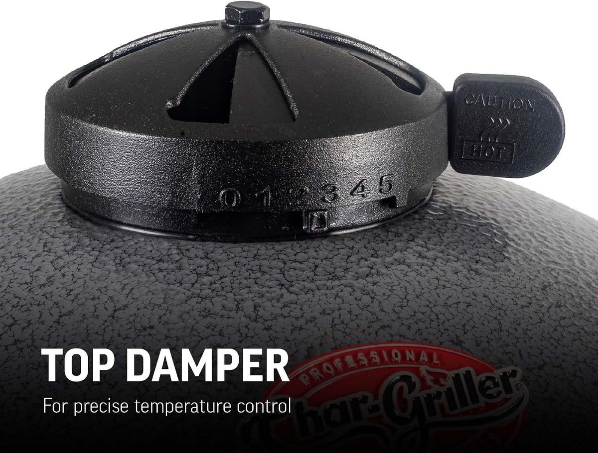 Char-Griller AKORN Jr. Portable Kamado Charcoal Grill and Smoker, Triple-Wall Insulated Steel with Cast Iron Grates and Locking Lid, 155 Sq. In. Cooking Area, Ash