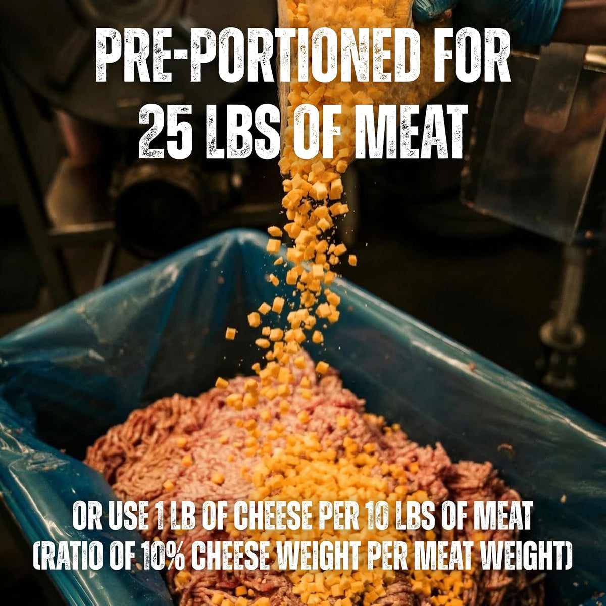 Bearded Butchers High-Temp Cheddar Cheese 2.5 lbs – Shelf-Stable 1/4" Cubes for Up to 25 lbs of Meat, 400°F High-Temperature Cheese – Ideal for Sausage Making, Brats, Snack Sticks, Burgers, and More
