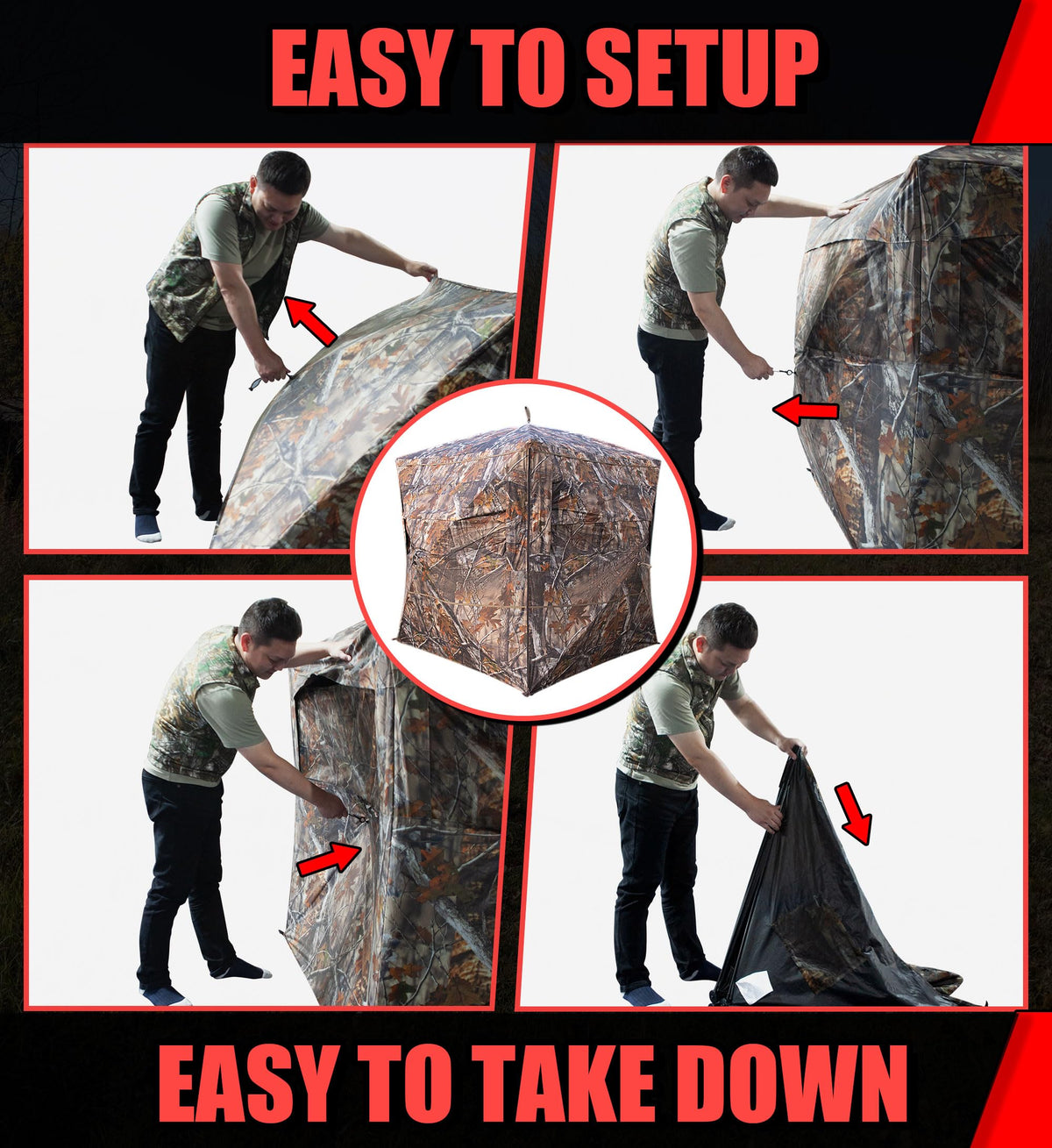 THUNDERBAY SPUR Collector 3 Person Hunting Blind, Portable Ground Blind with Silent Windows, Portable Durable Hunting Tent for Deer & Turkey Hunting