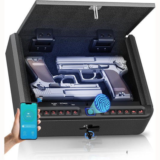 BILLCONCH Gun Safe for Handgun with Fingerprint, App, 0–9 Numeric Keypad