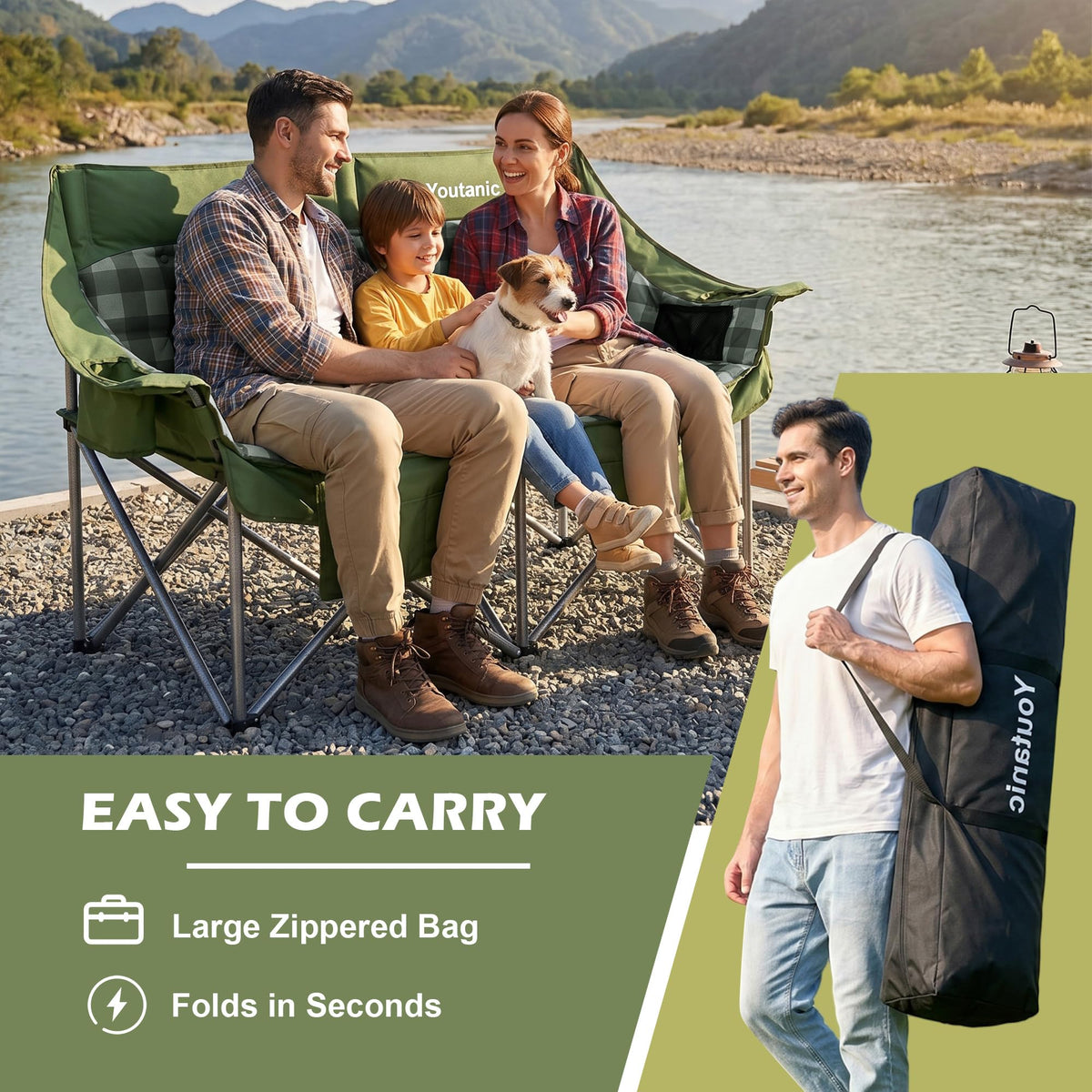 Youtanic Oversized Camping Chair, Portable Folding Camping Chairs