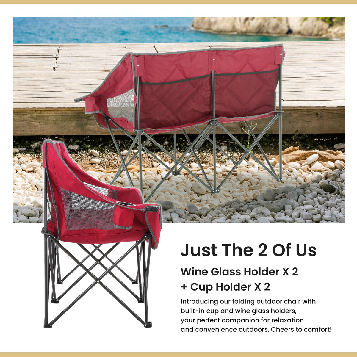 ARROWHEAD OUTDOOR Portable Folding Double Duo Camping Chair Loveseat