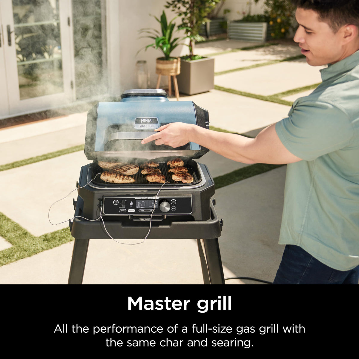 Ninja Woodfire ProConnect Premium XL Outdoor Grill & Smoker, Black & Gold