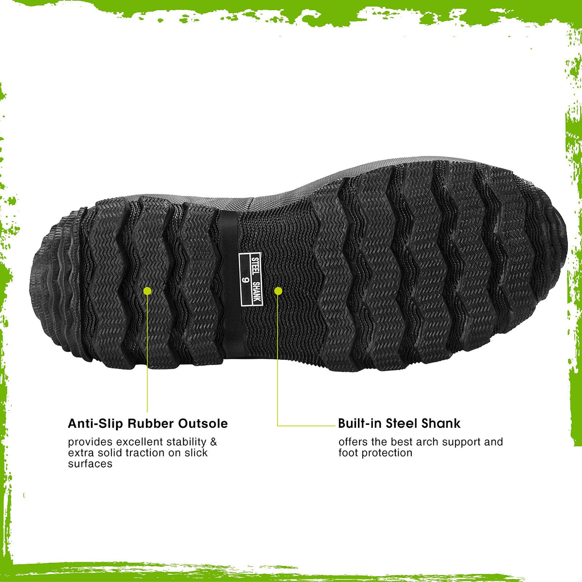 TIDEWE Rubber Boots for Men, Waterproof Hunting Work Boots