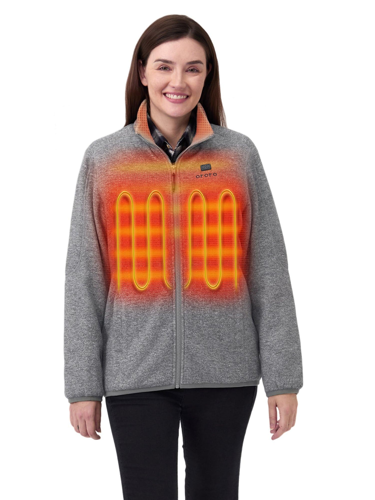 ORORO Women’s Heated Fleece Jacket, Lightweight 4-Zone Heating Layer