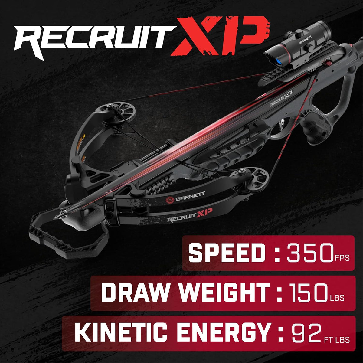 Barnett Recruit XP Crossbow Package, Compact Crossbow with 2 Arrows & 3 Dot Sight, Ideal for Hunting & Training for All Ages