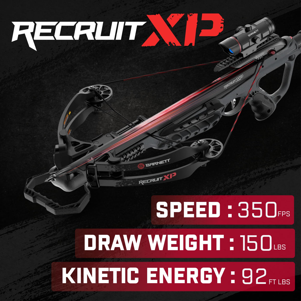 Barnett Recruit XP Crossbow Package, Compact Crossbow with 2 Arrows & 3 Dot Sight, Ideal for Hunting & Training for All Ages